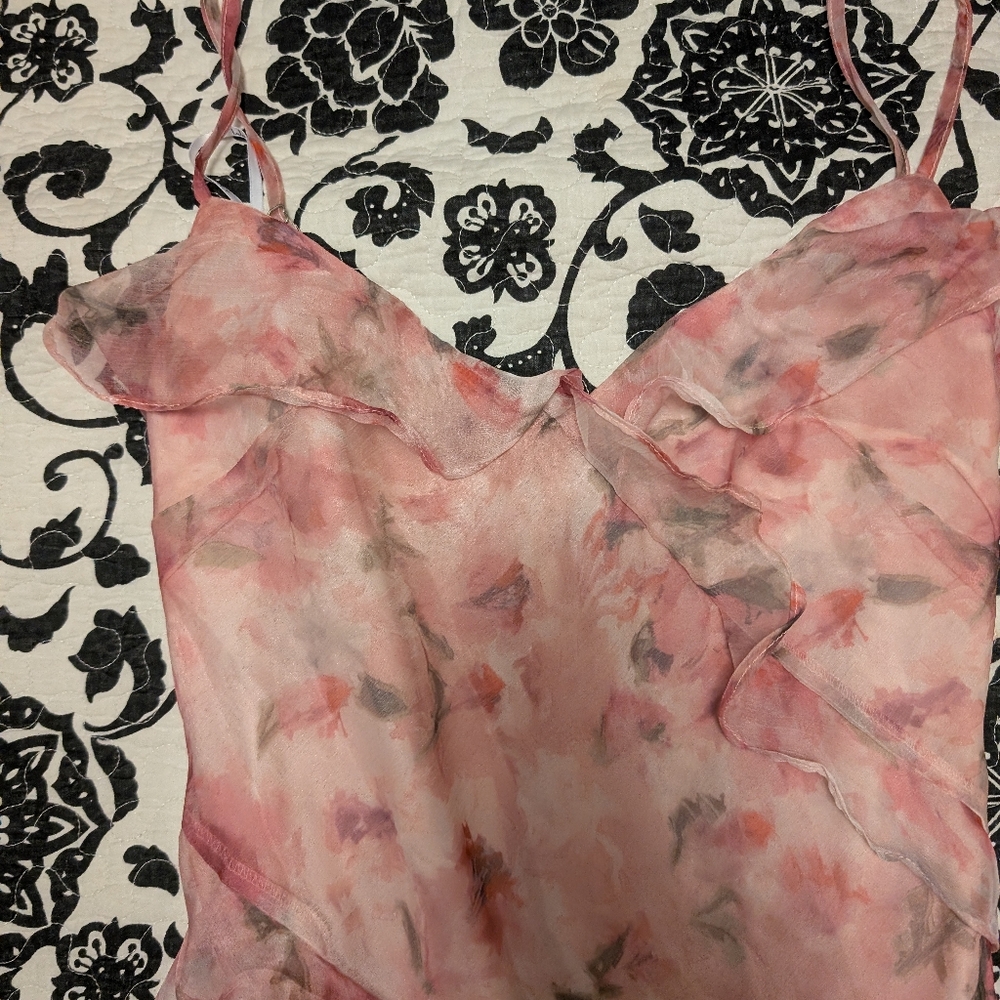 Lulu's Pink Floral Ruffled Slip Dress - Picture 3 of 13
